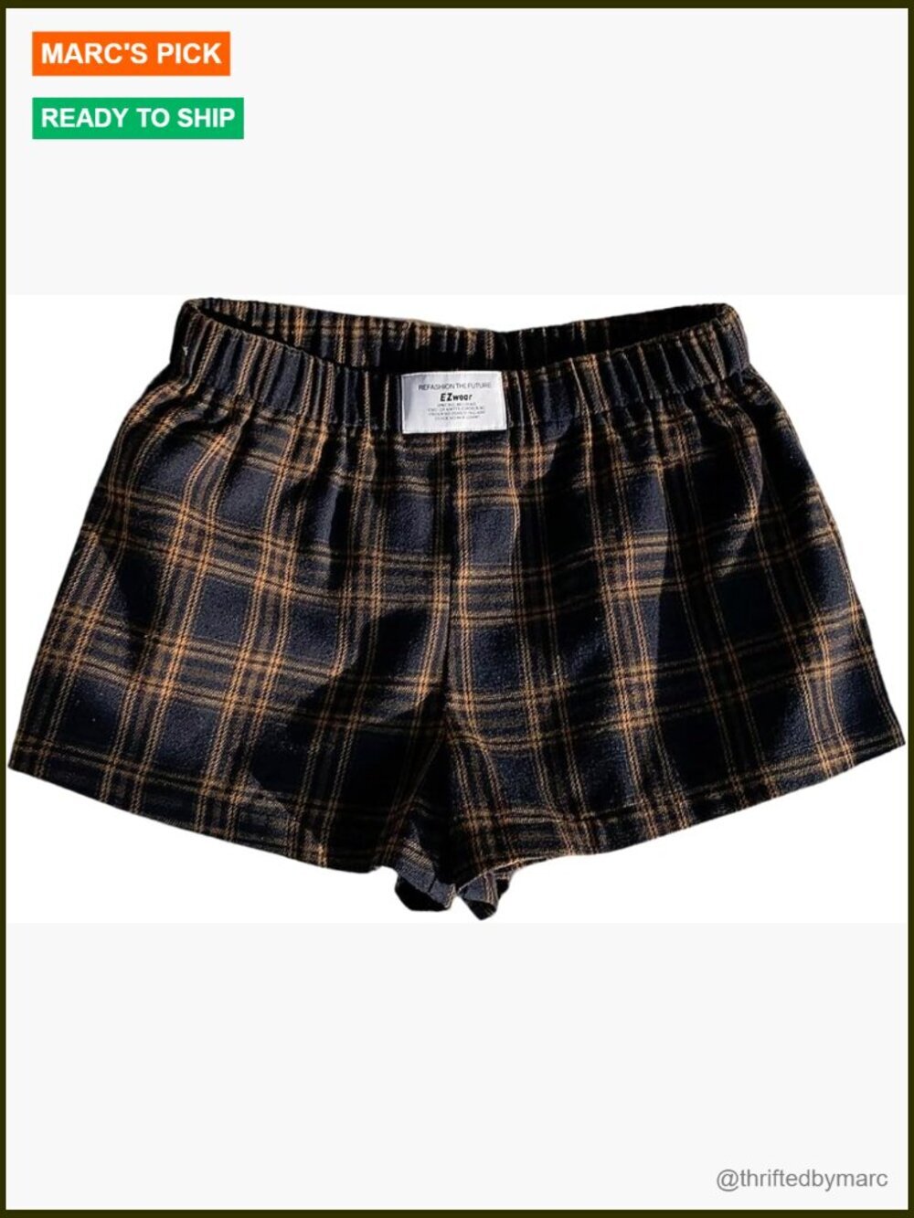 Plaid Pajama Shorts Elastic Low Rise Y2k Summer Sleep Lounge